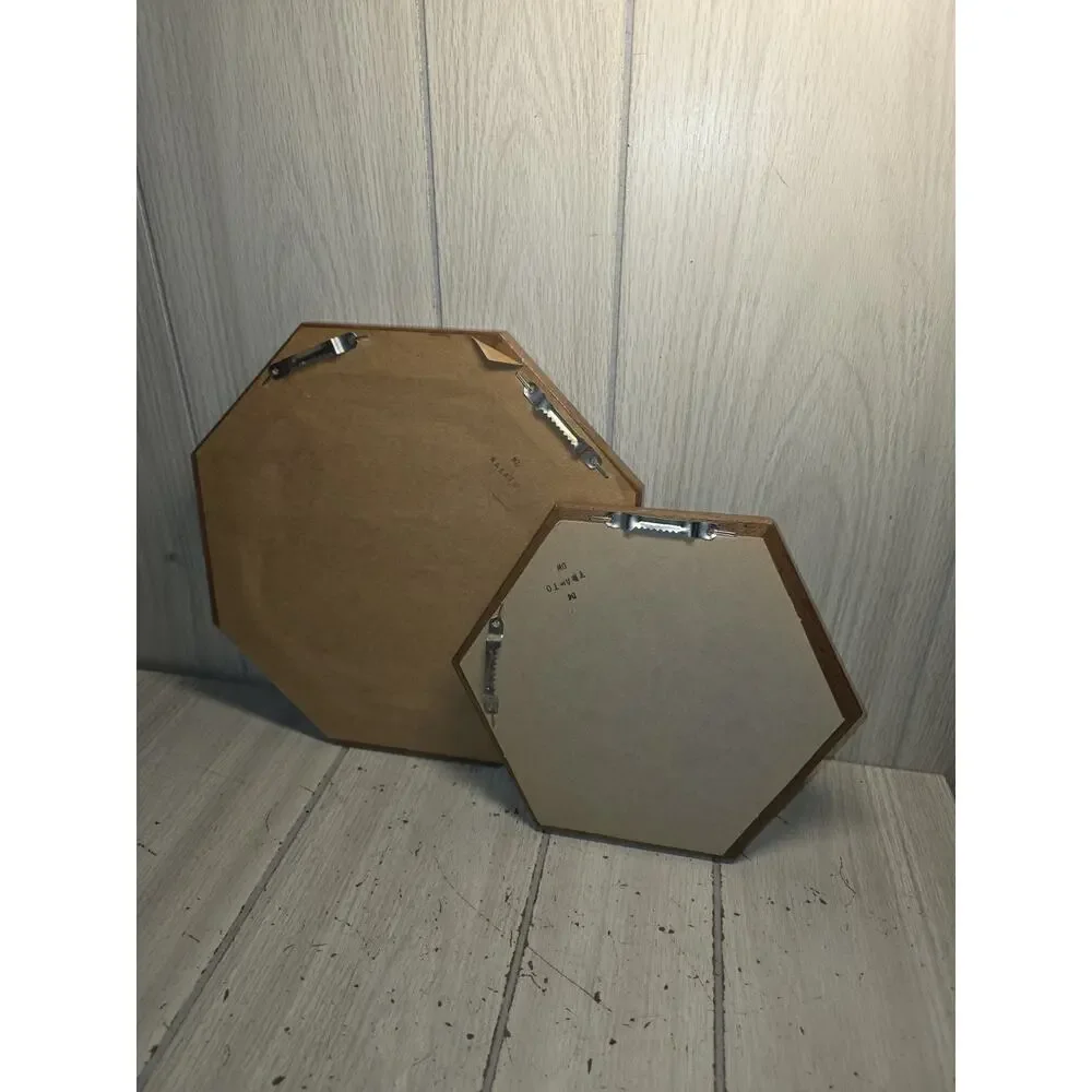 Vintage 80s Hexagonal Mirrors Lot Of 2 MCM Farmhouse Country Retro Cottagecore